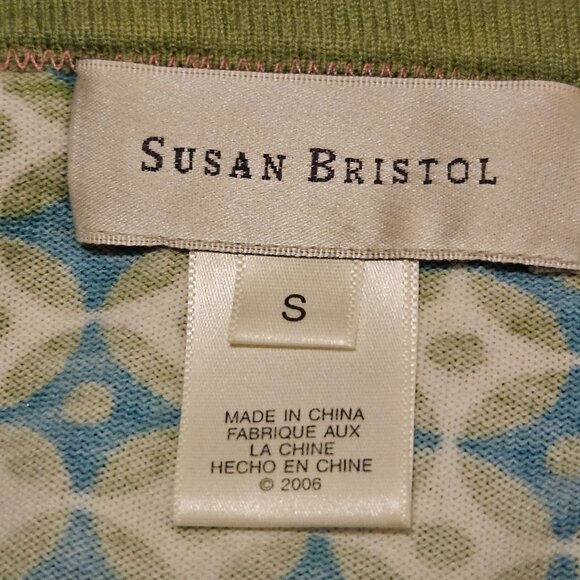 Susan Bristol Green Floral Button Down Cotton Cardigan/Sweater Size Small - Picture 5 of 6